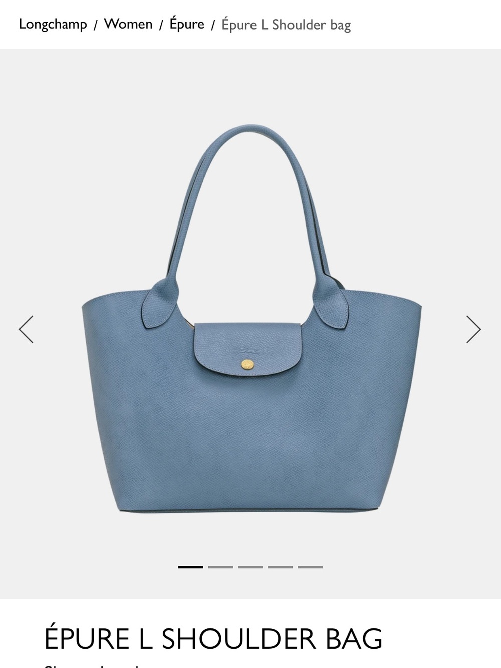 SOLD OUT Longchamp ÉPURE L Shoulder Bag Blue Leather Tote with Gold Snap